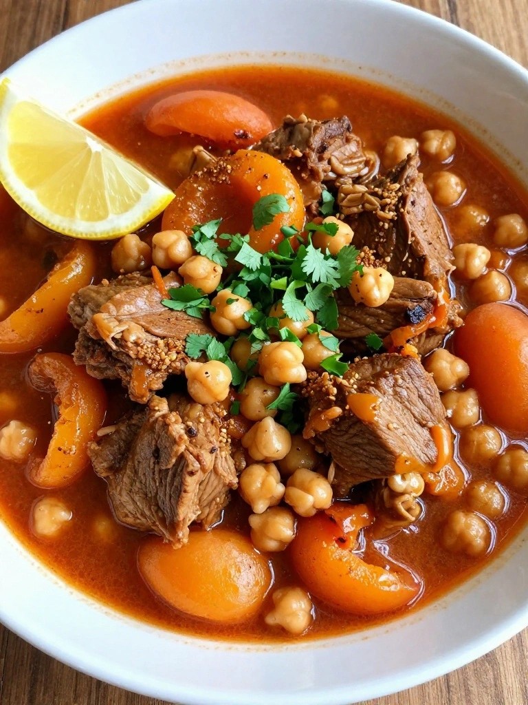 Moroccan-Spiced Pork Shoulder Stew with Apricots and Chickpeas
