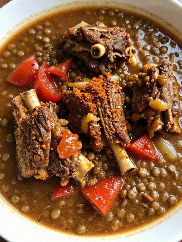 Aromatic Indian Garam Masala Lamb Shank Stew with Lentils