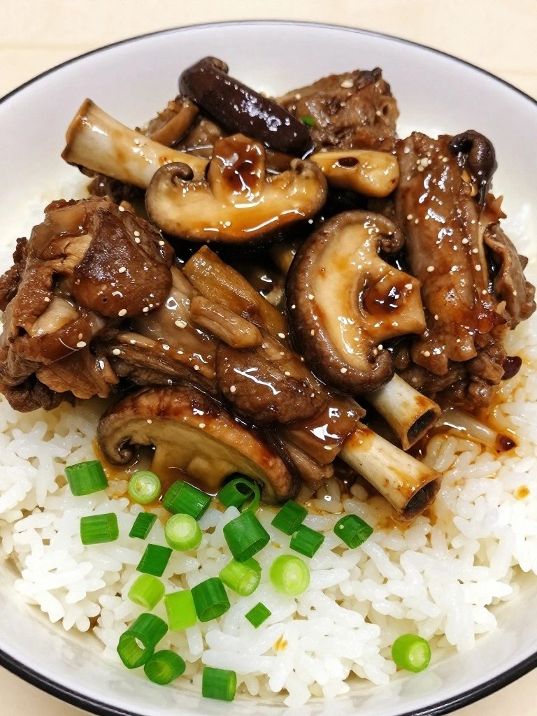 Ginger-Soy Braised Asian Lamb Shank Stew with Shiitake Mushrooms