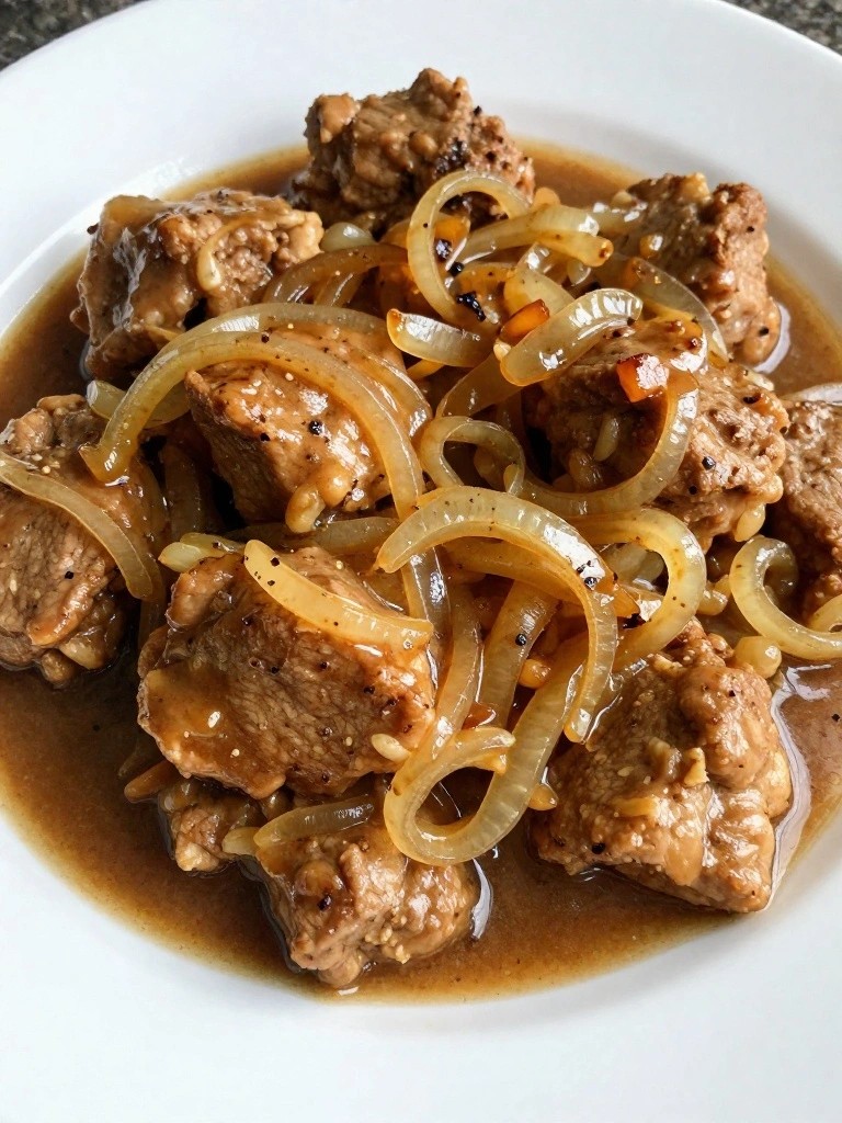 Hungarian Paprika Pork Stew with Sweet Onion Gravy
