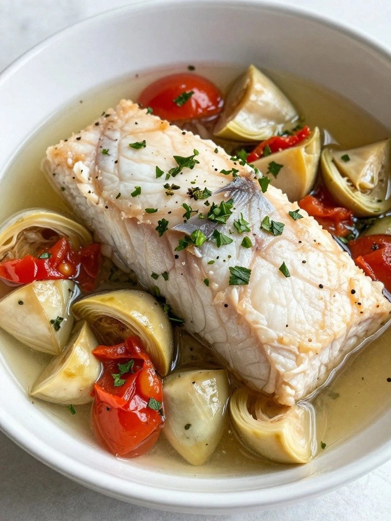 Mediterranean Swordfish Stew with Artichokes and Oregano