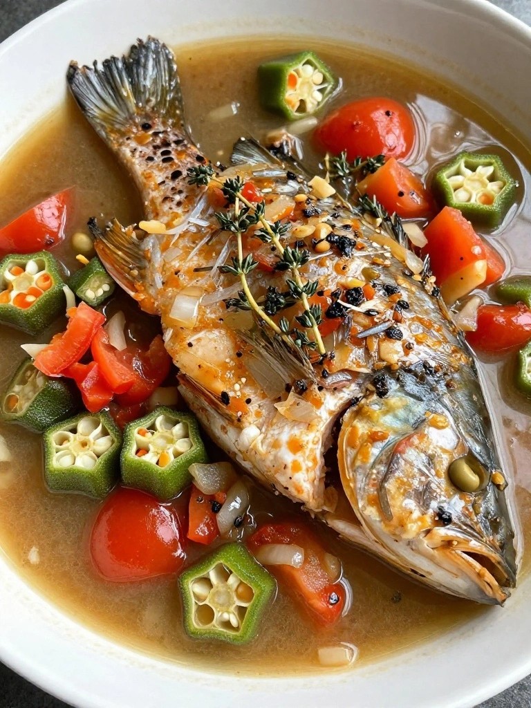 Caribbean Jerk Snapper Stew with Okra, Tomatoes, and Thyme
