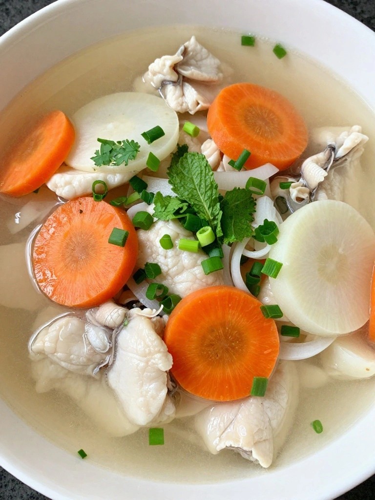 Vietnamese Ginger Fish Stew with Daikon, Carrots, and Fresh Herbs