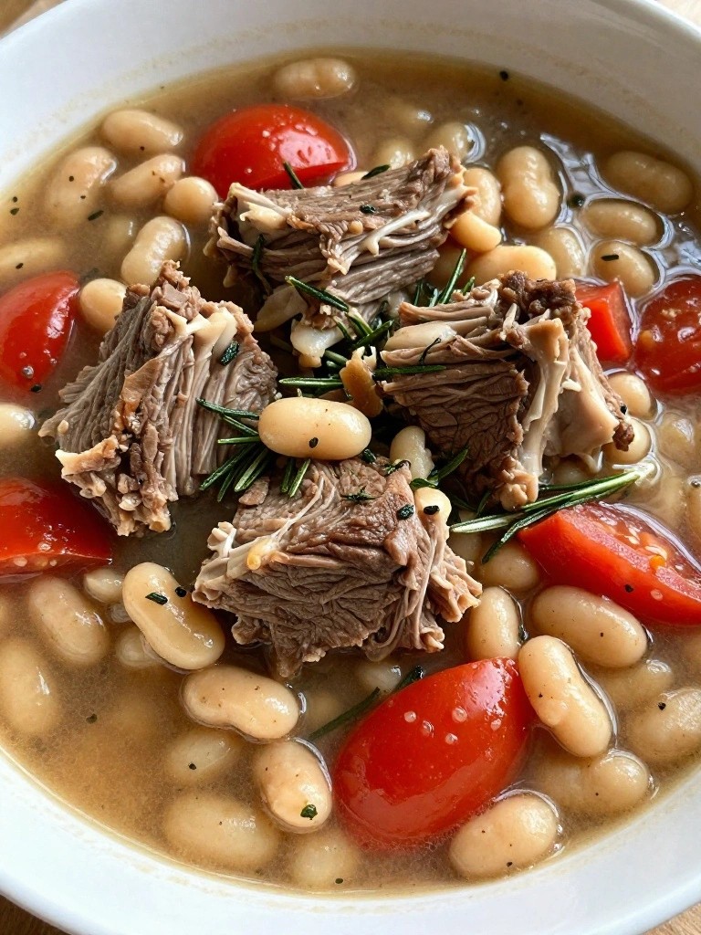 Italian Rosemary Lamb Stew with White Beans and Tomatoes
