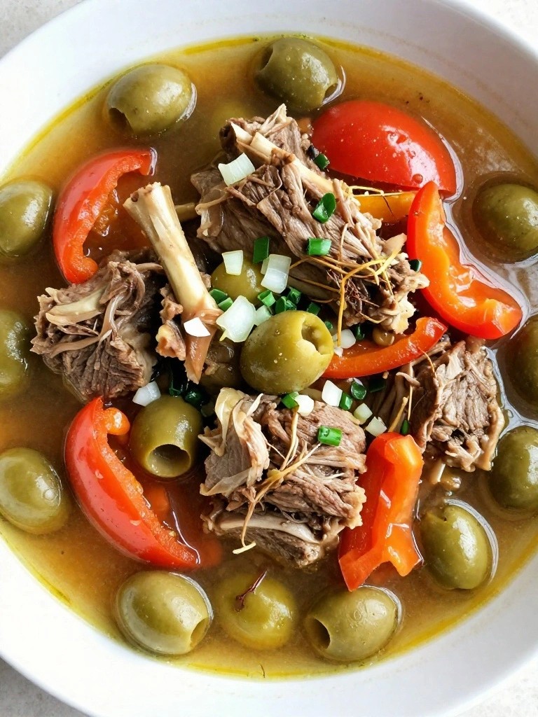Spanish Saffron Lamb Stew with Bell Peppers and Olives