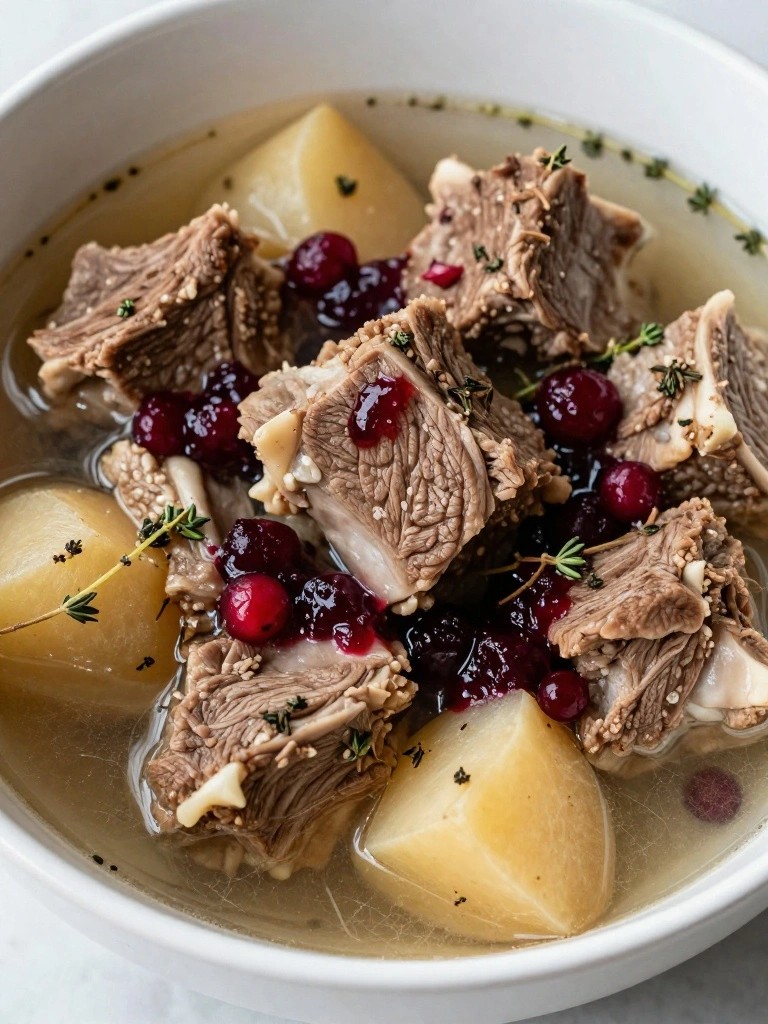 Lamb Stew with Turnips and Lingonberries