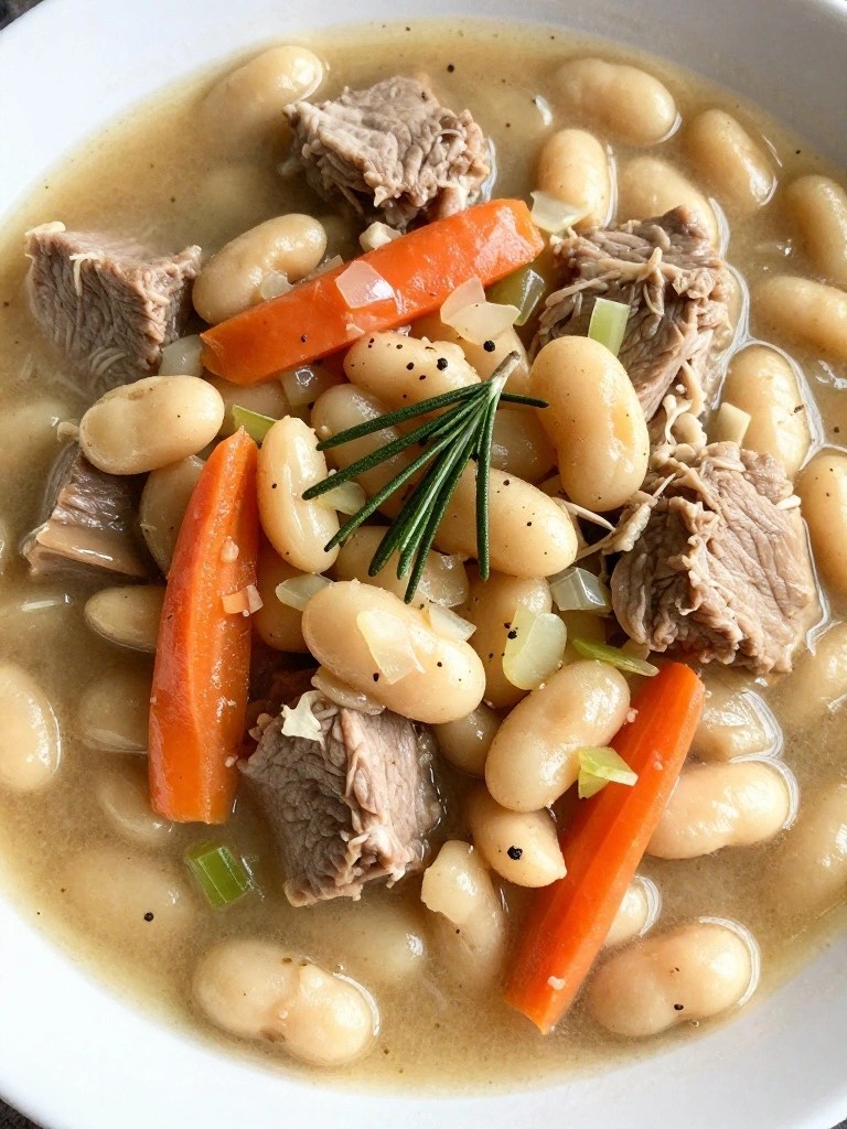 Tuscan White Bean and Pork Stew with Rosemary