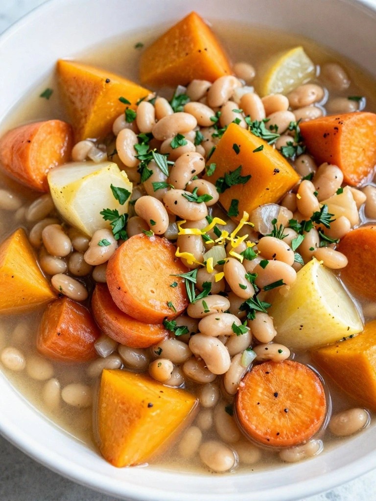 Lemon Herb Roasted Root Vegetable Minestrone