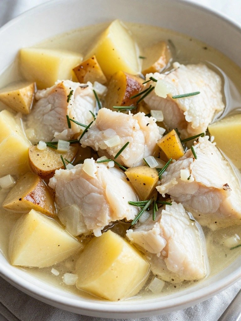 Rustic Rosemary Cod Stew with Potatoes, Turnips, and Parsnips
