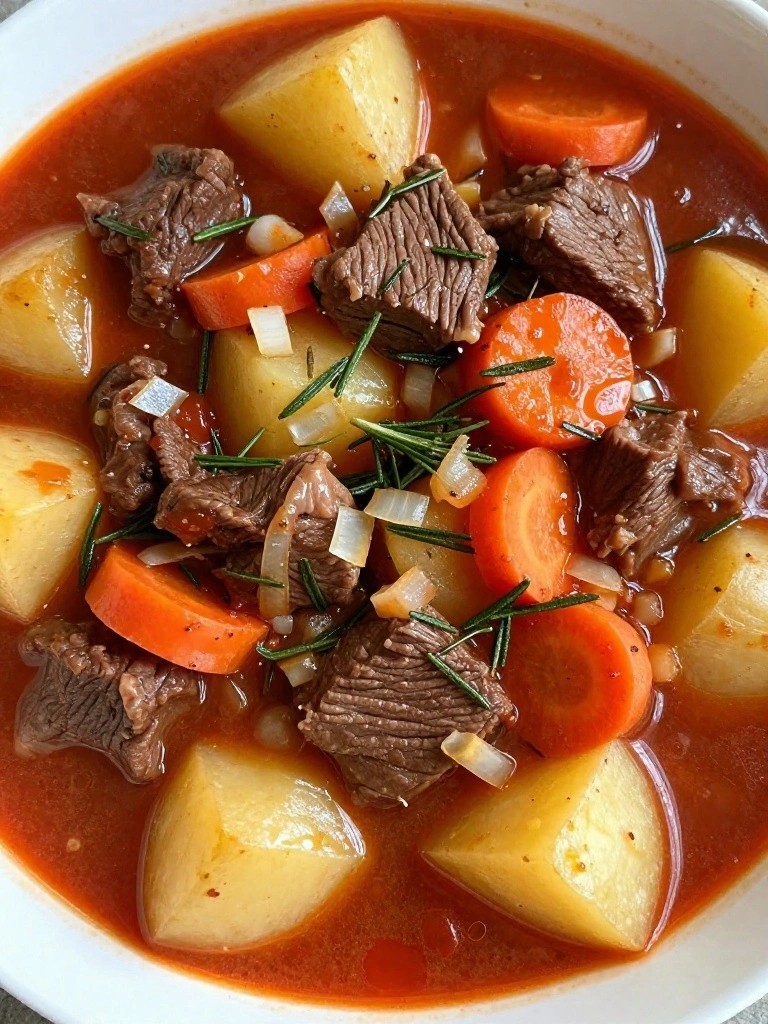 Italian-Style Beef Stew with Rosemary and Chunky Potatoes