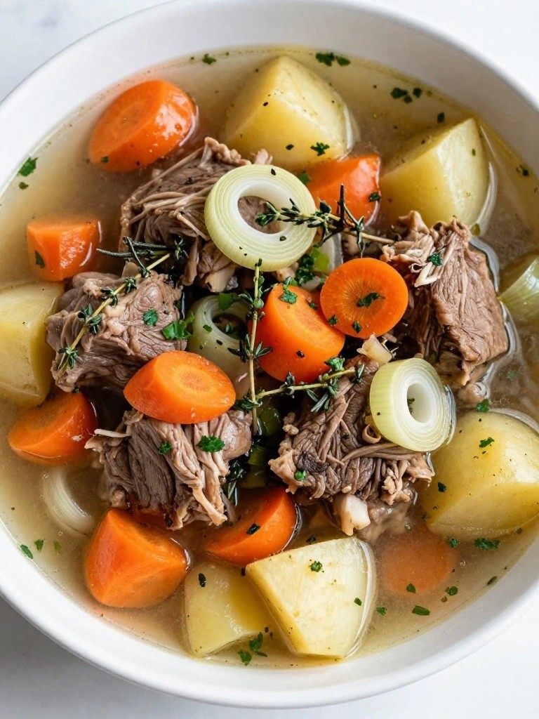 Slow-Simmered Irish Lamb Stew with Leeks and Garden Herbs