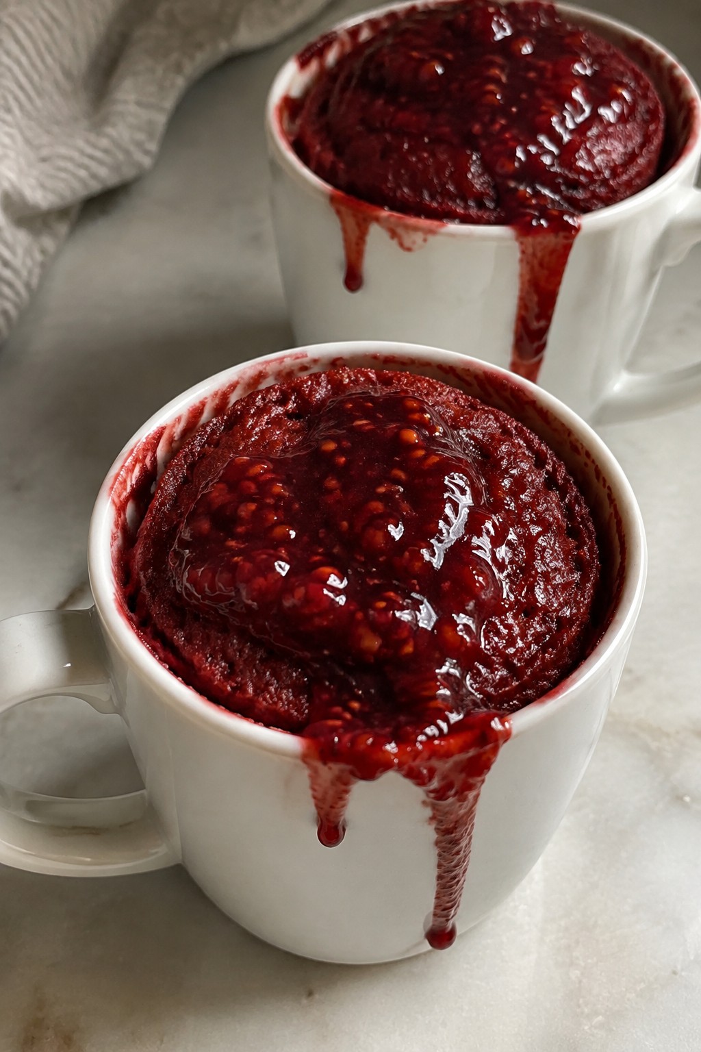 Bloody Red Velvet Mug Cakes
