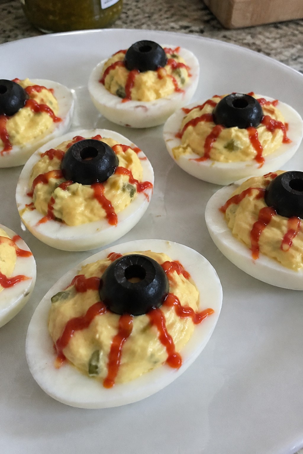Bloody Eyeball Deviled Eggs