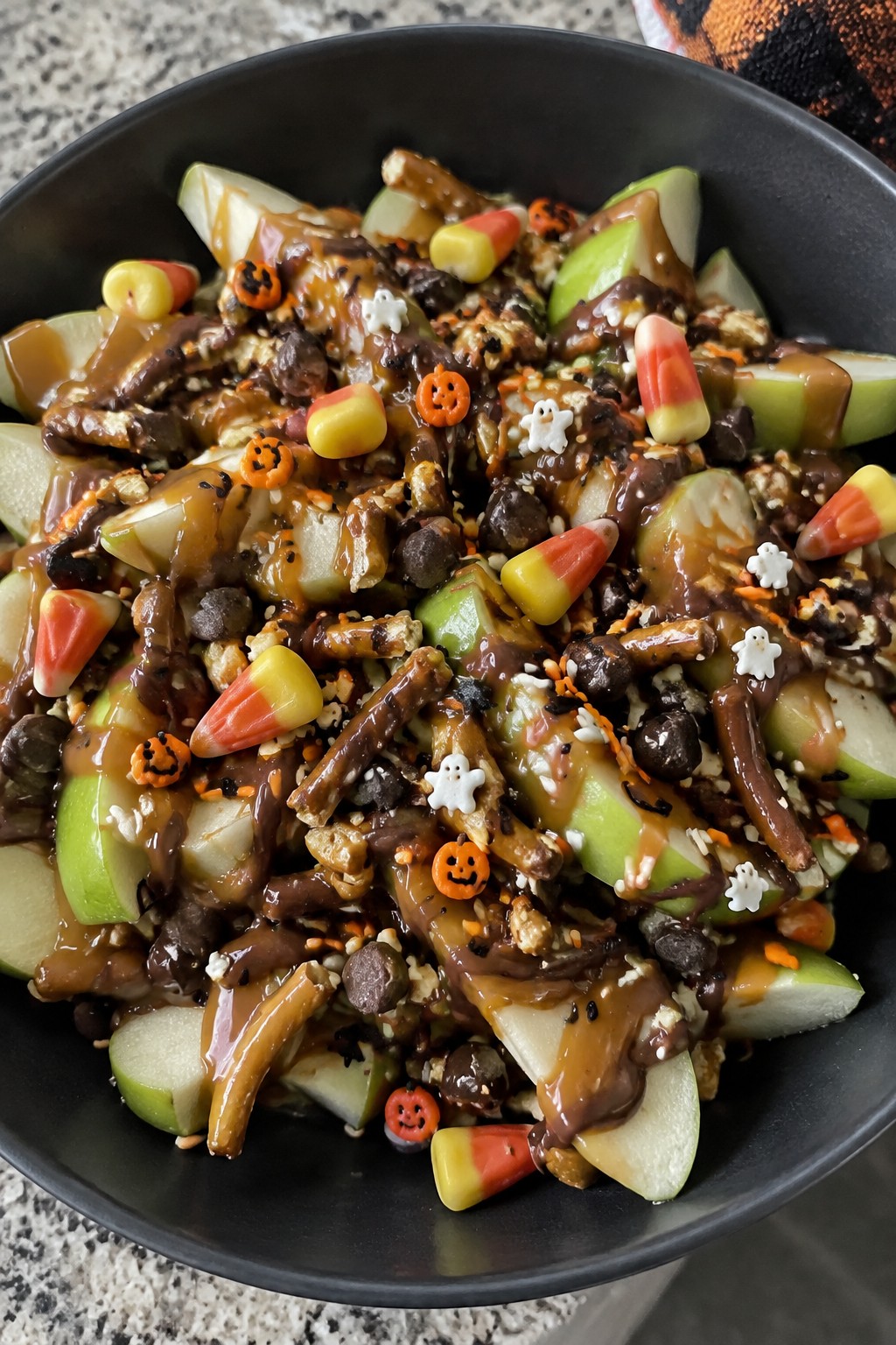 Cauldron Caramel Apple Nachos