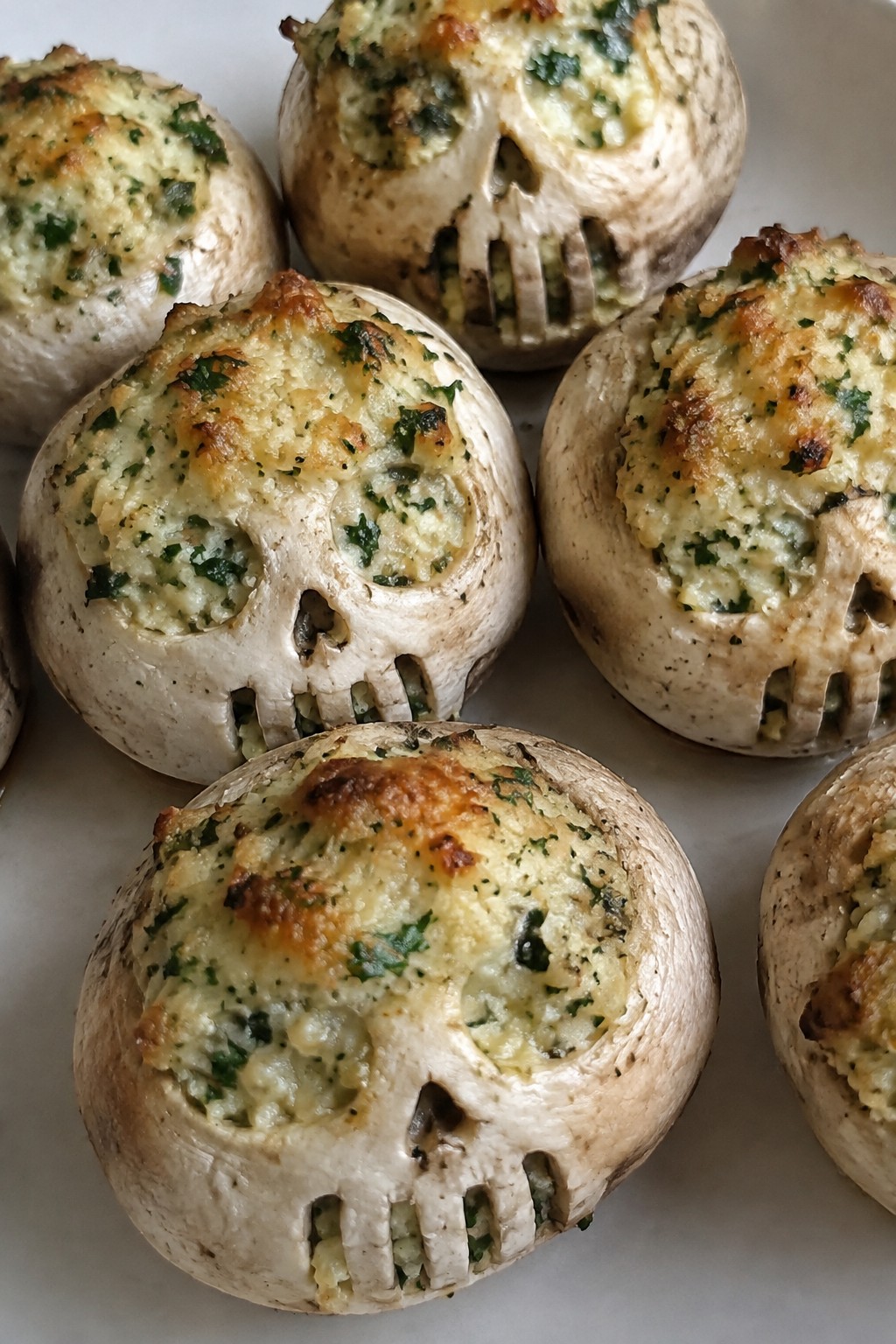 Garlic-Stuffed Mushroom Skulls