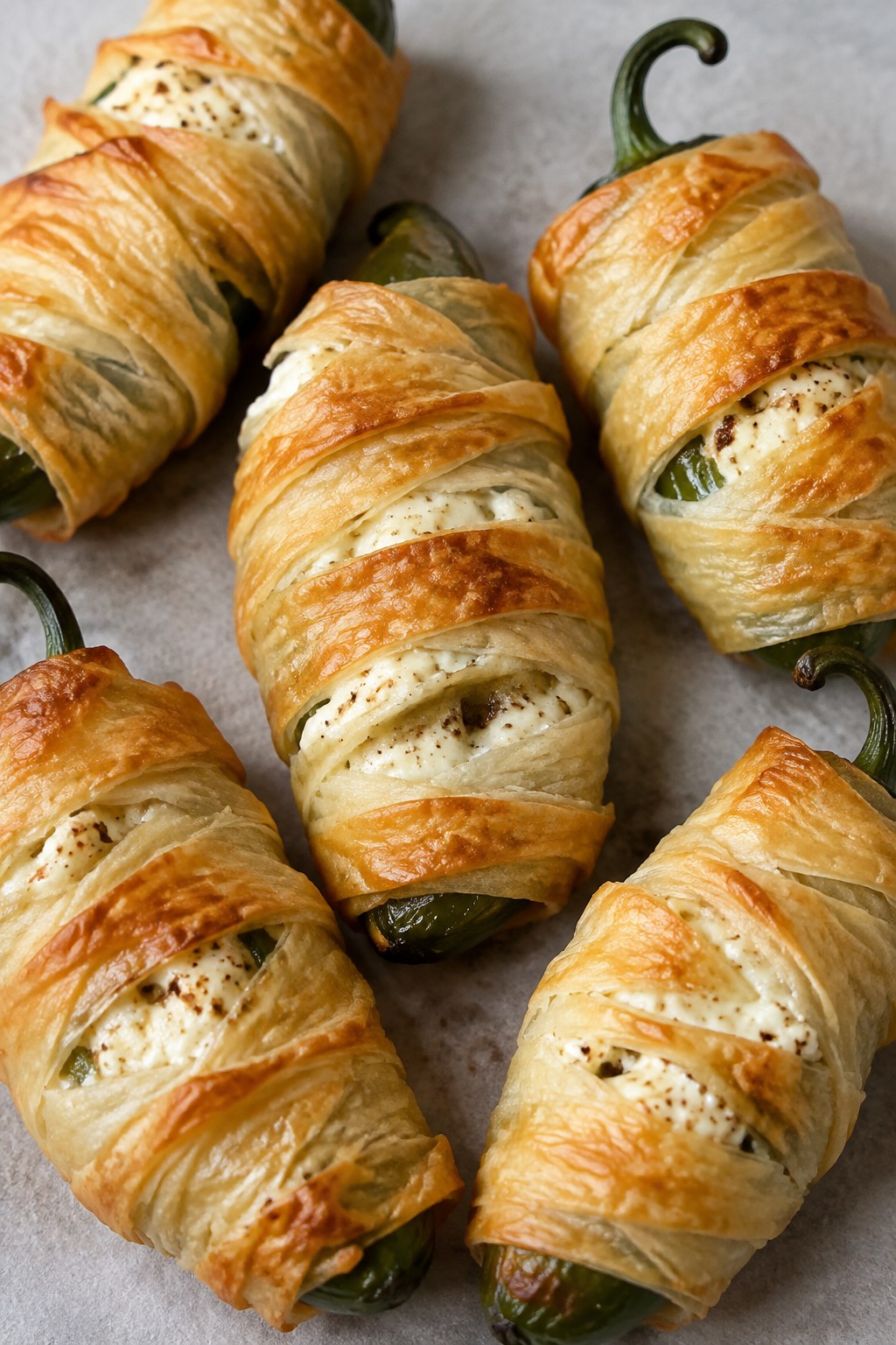 Phyllo-Wrapped Jalapeño Popper Mummies