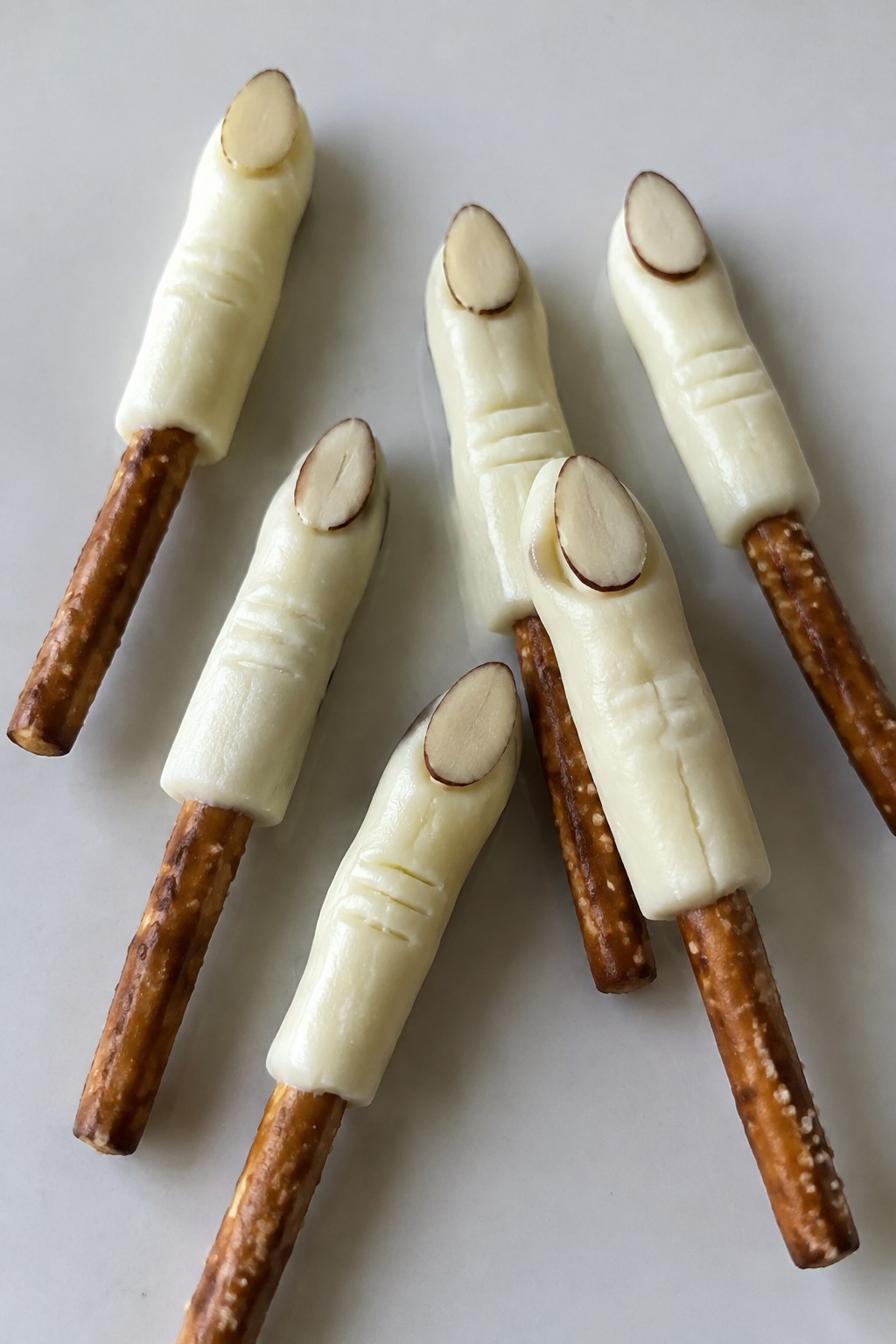 Witch Finger Pretzel Rods with String Cheese