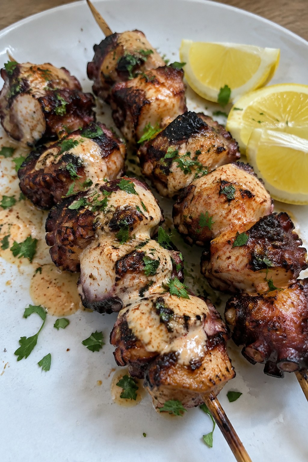 Charred Octopus Skewers with Smoked Paprika Aioli
