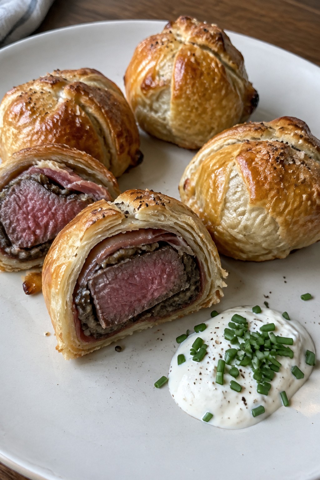 Mini Beef Wellingtons with Horseradish Cream