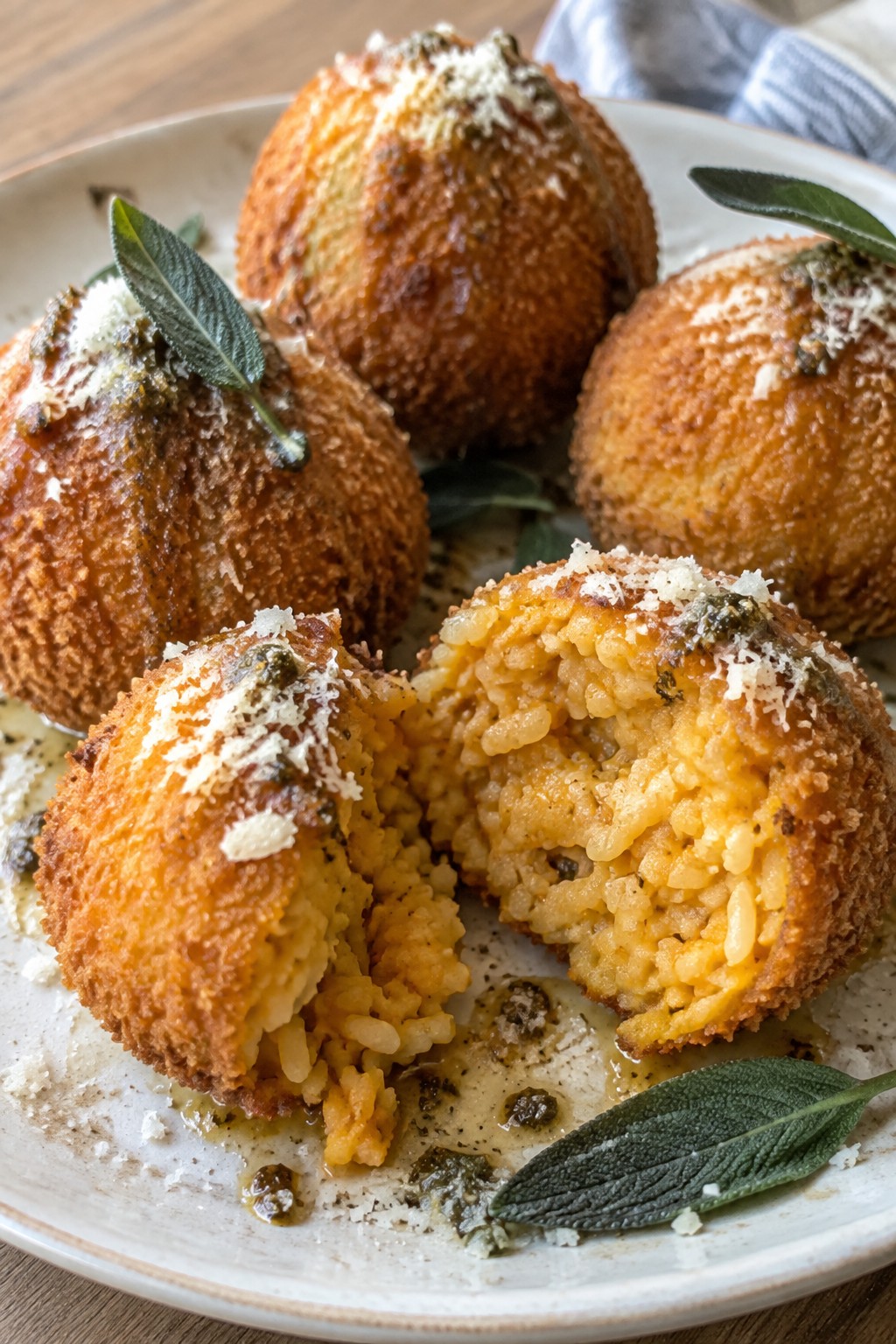 Pumpkin Arancini with Sage Brown Butter and Parmesan