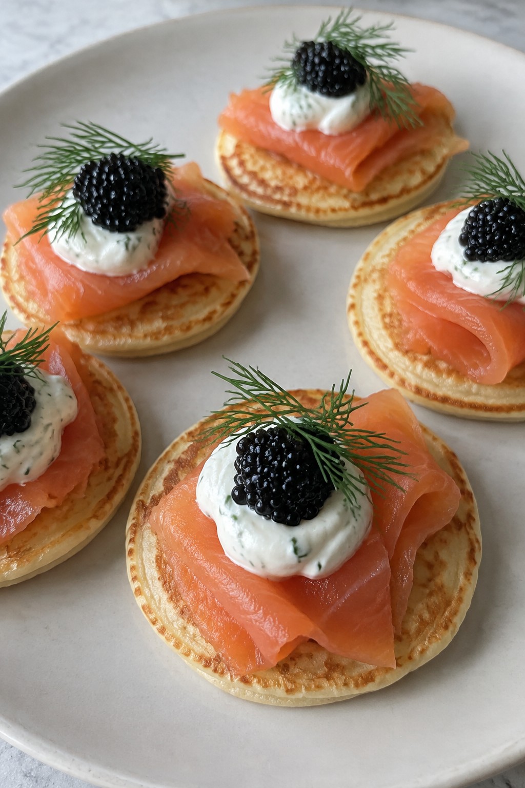Smoked Salmon and Caviar Blini with Lemon Crème Fraîche