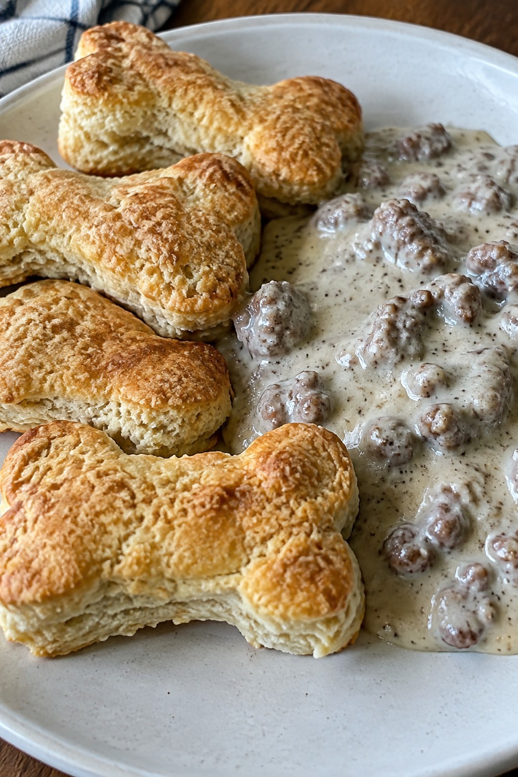 Skeleton Bone Biscuits with Sausage Gravy