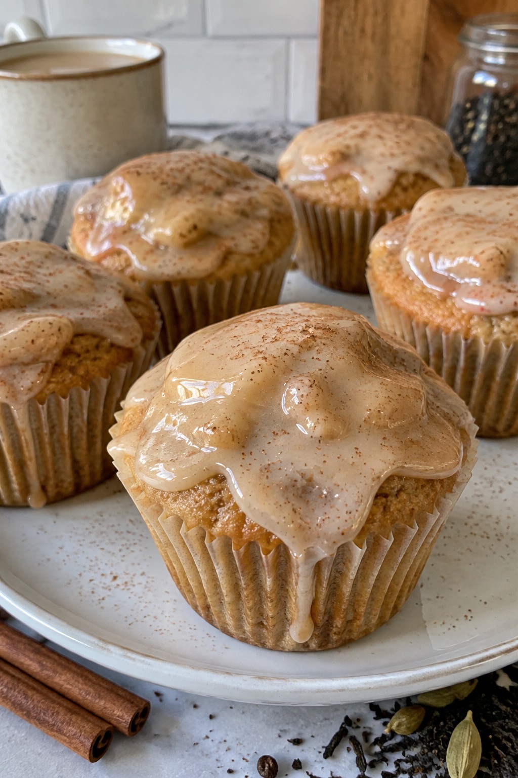 Chai Latte Cupcakes with Maple Cinnamon Glaze