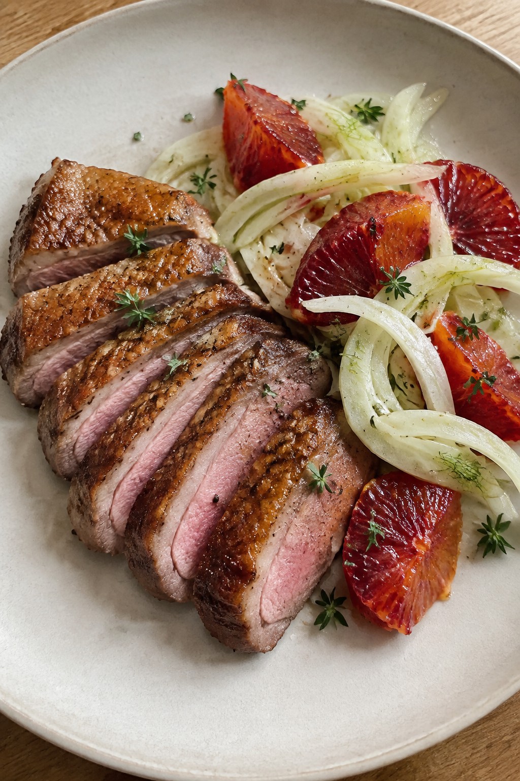 Pan-Roasted Duck Breast with Blood Orange and Fennel