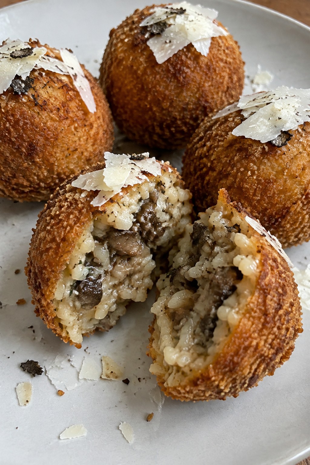 Wild Mushroom and Truffle Arancini with Pecorino Shavings