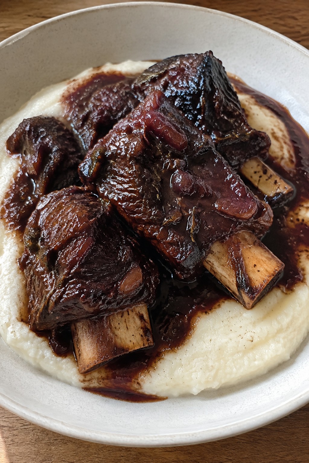 Red Wine Braised Short Ribs over Creamy Polenta