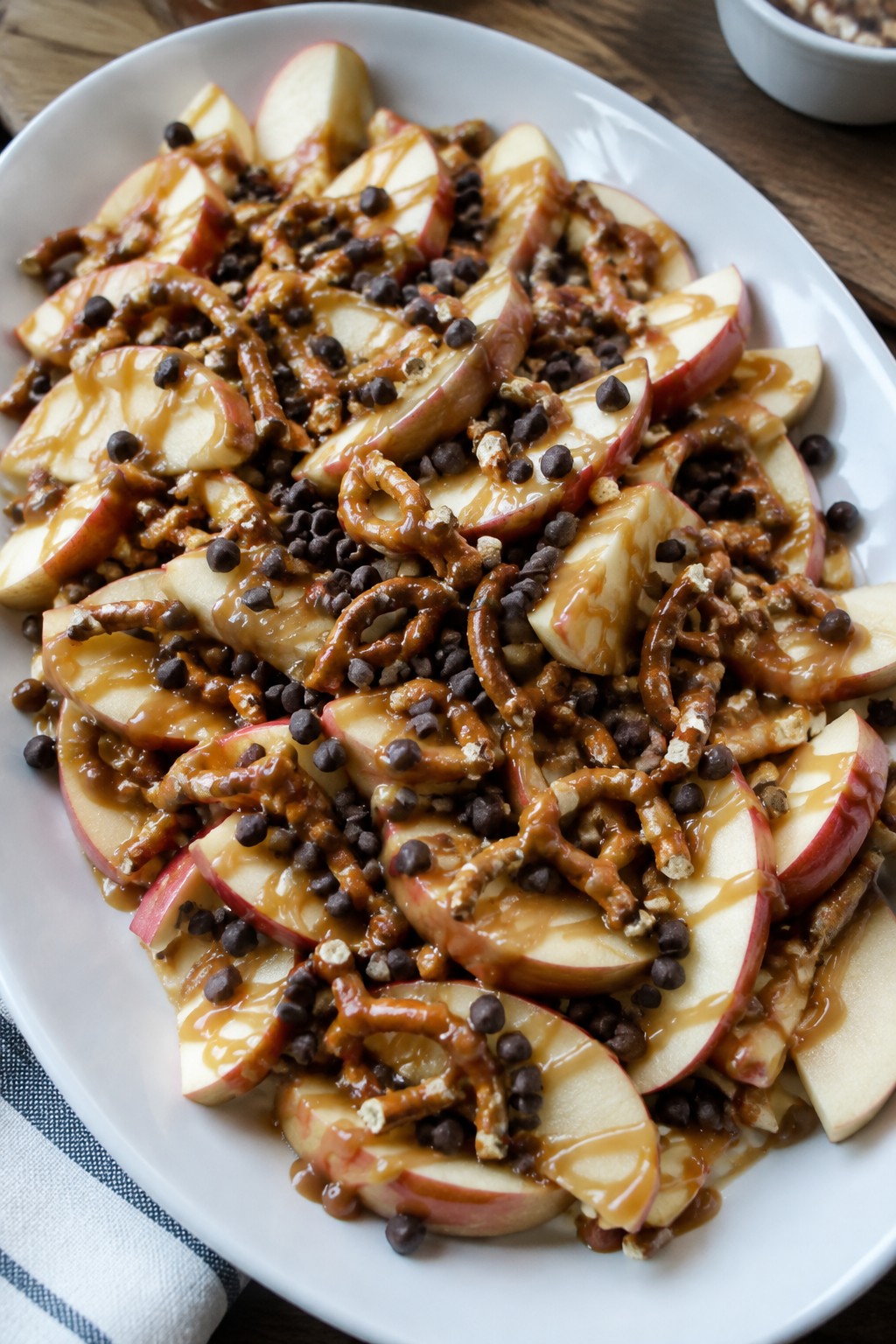 Caramel Apple Nachos with Pretzel Crunch