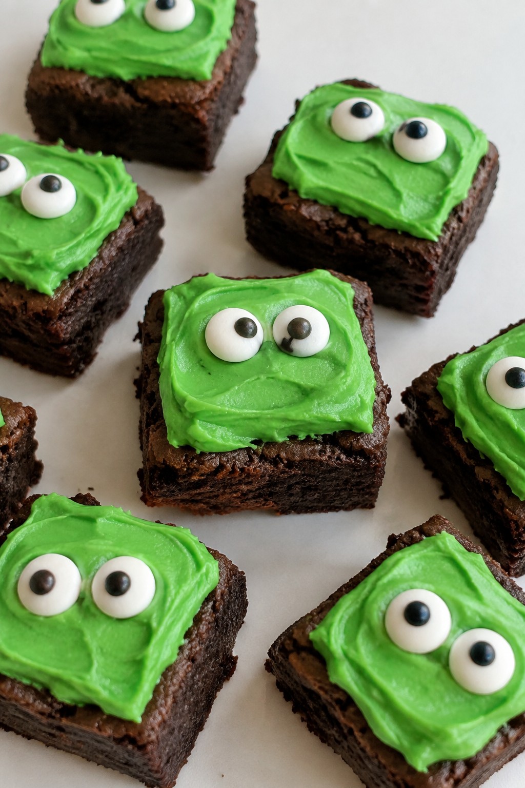 Frankenstein Brownie Bites with Green Frosting
