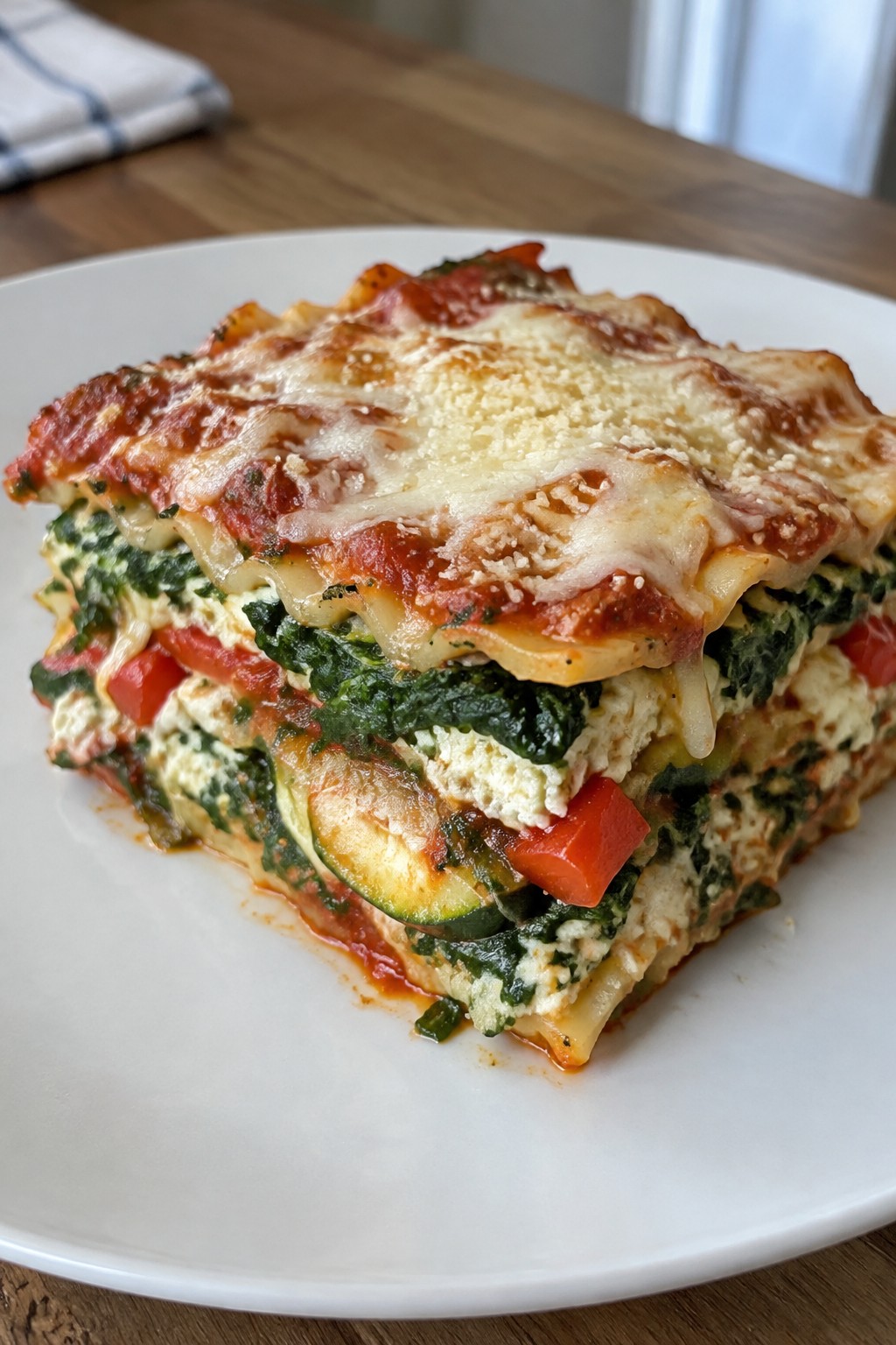 Monster Veggie Lasagna with Spinach Layers