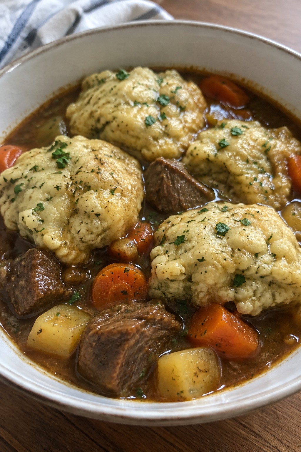 Witch's Cauldron Beef Stew with Herb Dumplings