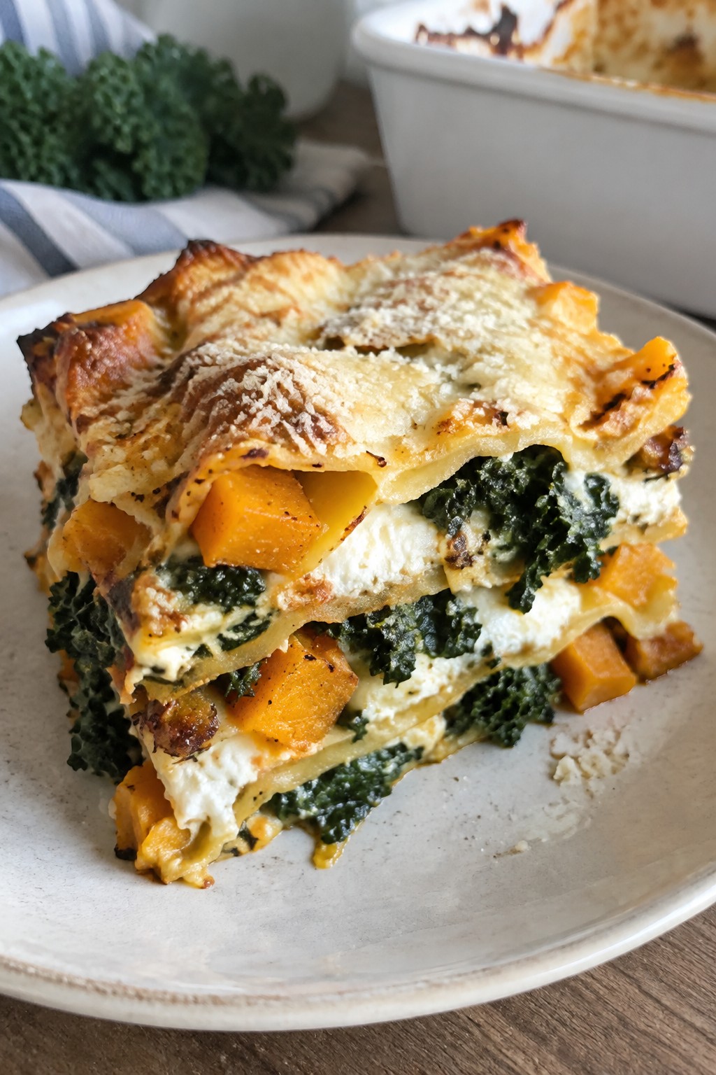 Butternut Squash Lasagna with Kale and Ricotta