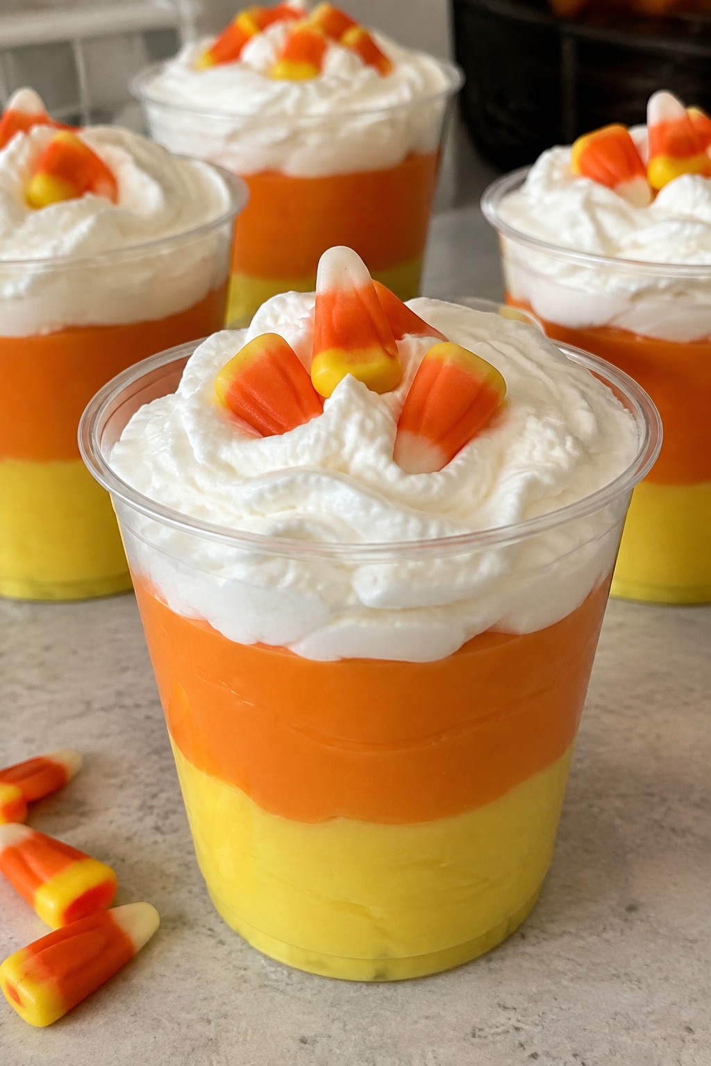 Layered Candy Corn Parfait Cups