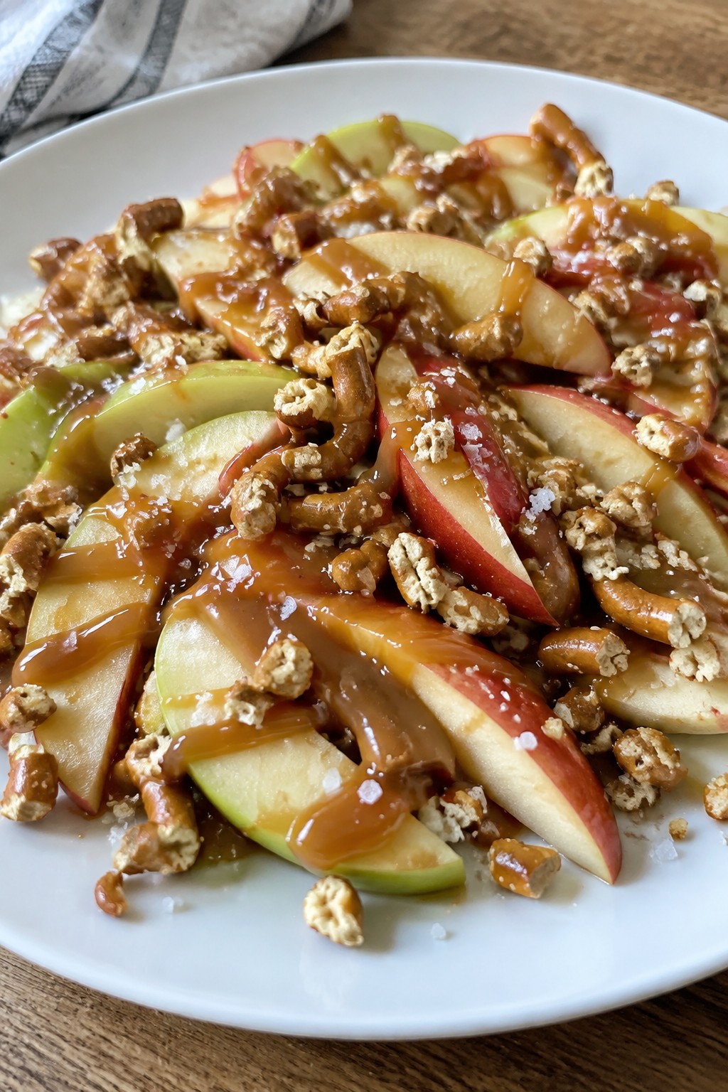 Caramel Apple Nachos with Pretzel Crunch