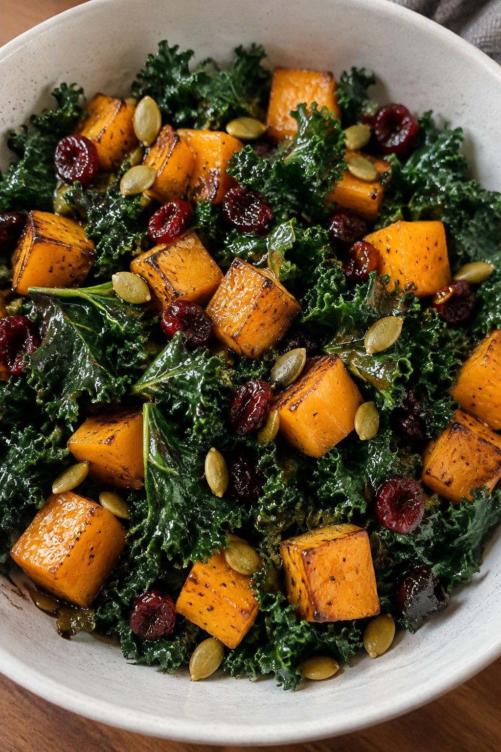 Roasted Butternut Squash and Kale Halloween Salad