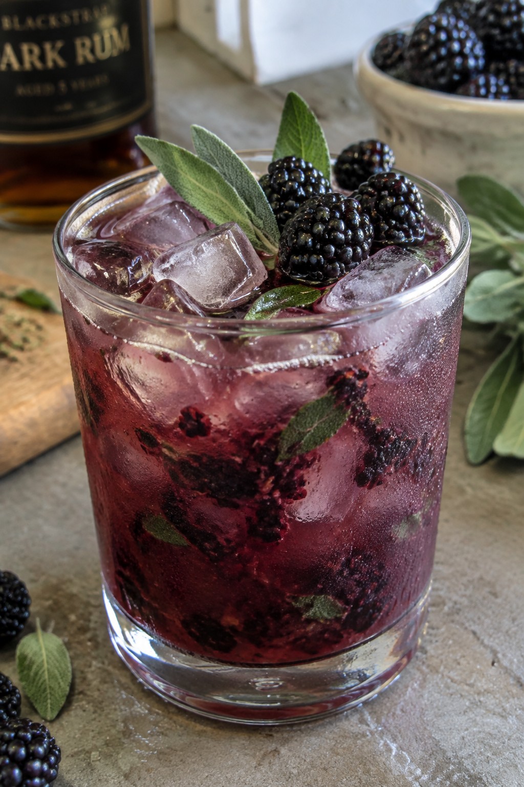Blackberry Sage Dark Rum Smash