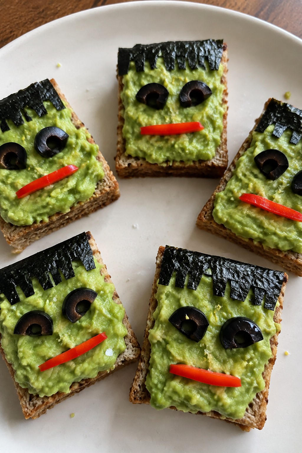 Frankenstein Avocado Toast Bites