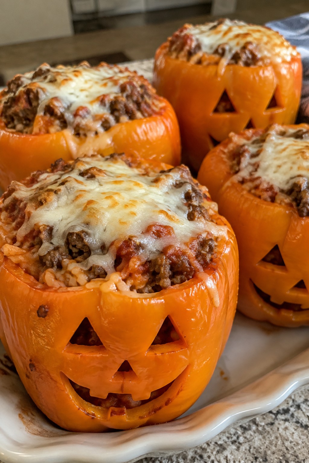 Jack-o'-Lantern Stuffed Bell Peppers