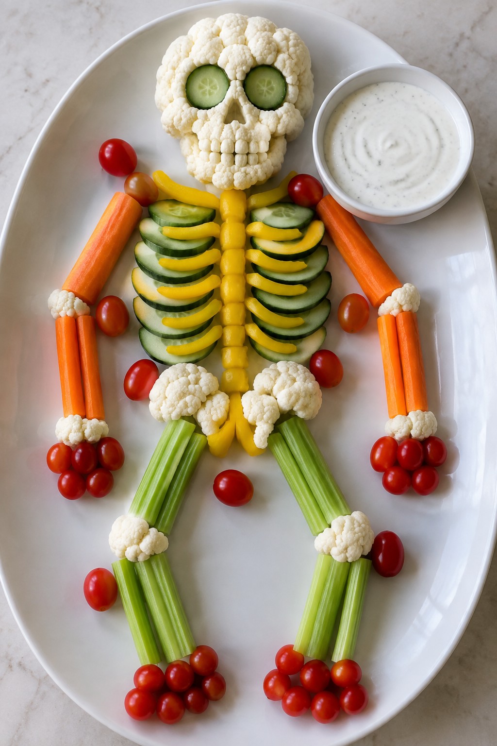 Skeleton Veggie Platter with Ranch