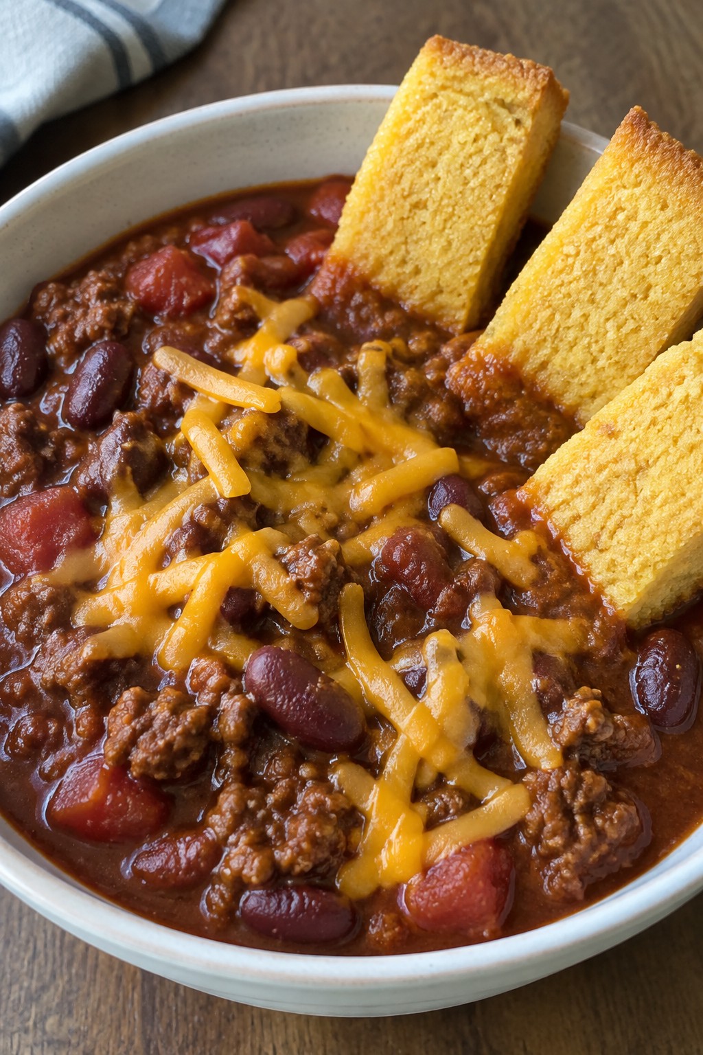 Witch’s Cauldron Beef Chili with Cornbread Dippers