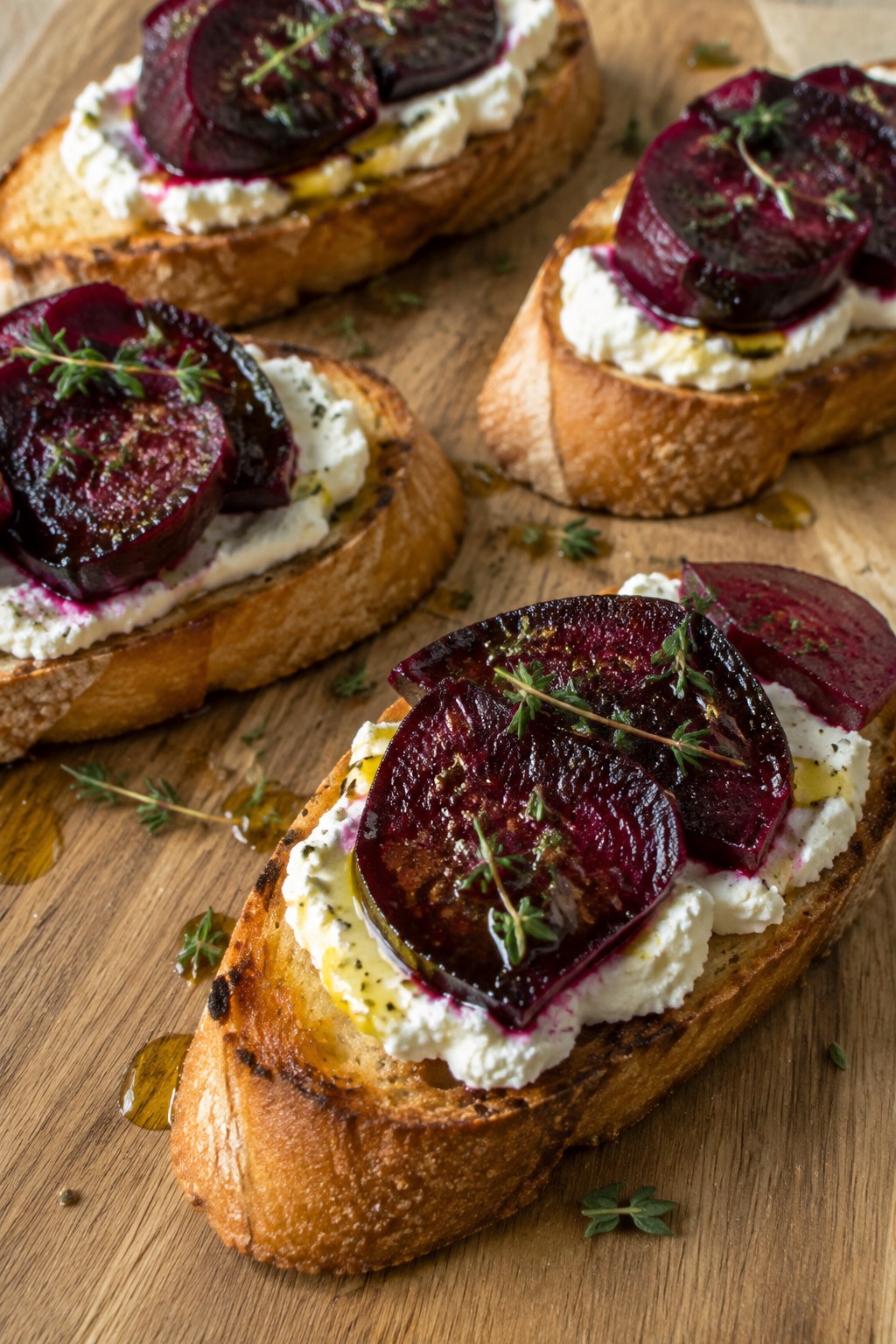 Bloody Beet and Goat Cheese Crostini