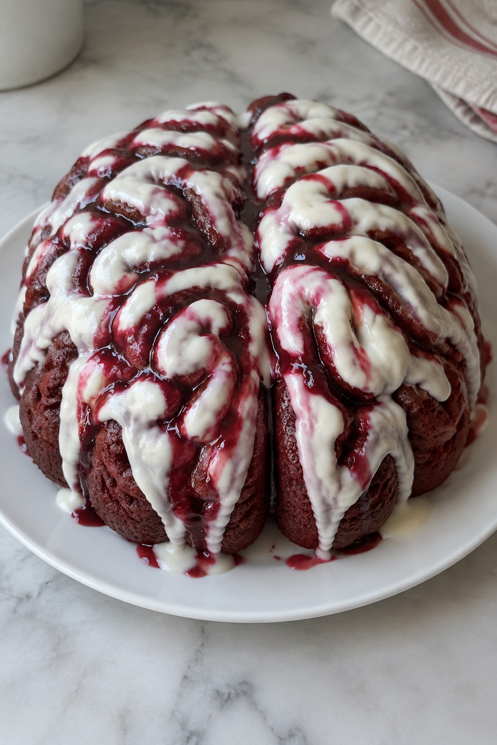 Zombie Brain Red Velvet Bundt Cake