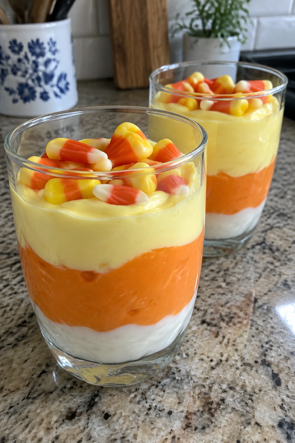 Layered Candy Corn Yogurt Parfaits