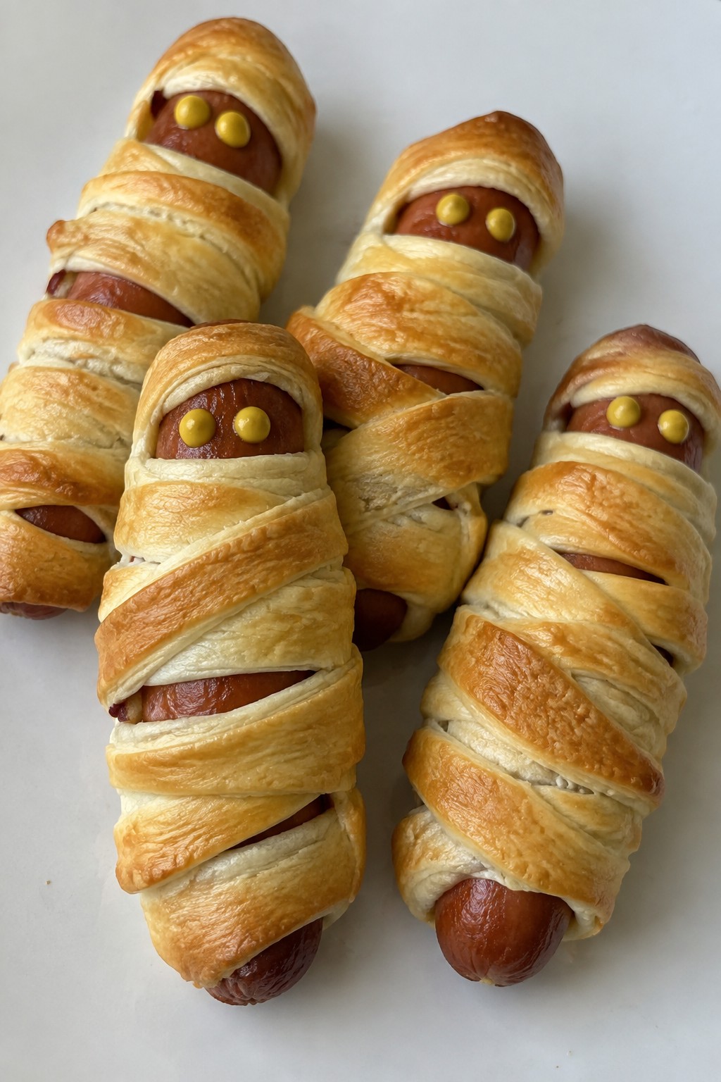 Mummy Hot Dogs Wrapped in Crescent Dough