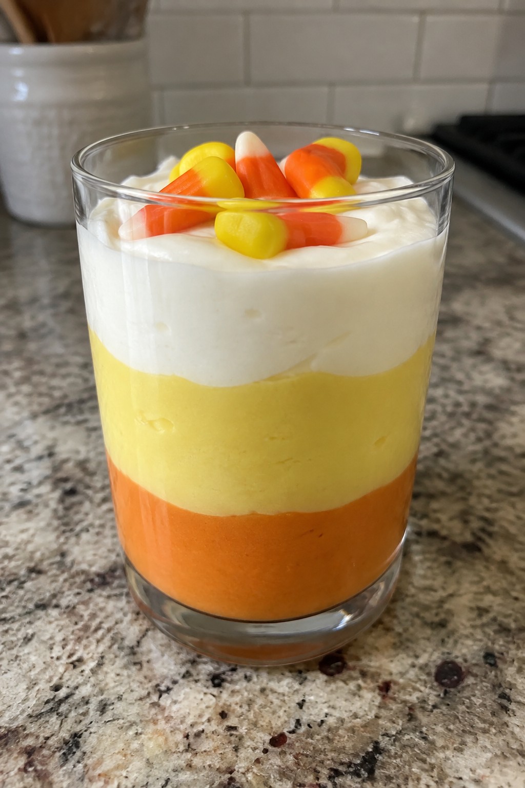 Candy Corn Layered Yogurt Parfaits