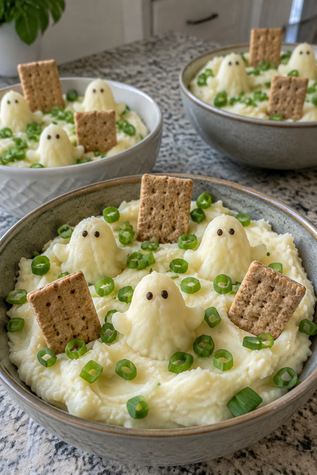 Ghostly Mashed Potato Graveyard Bowls