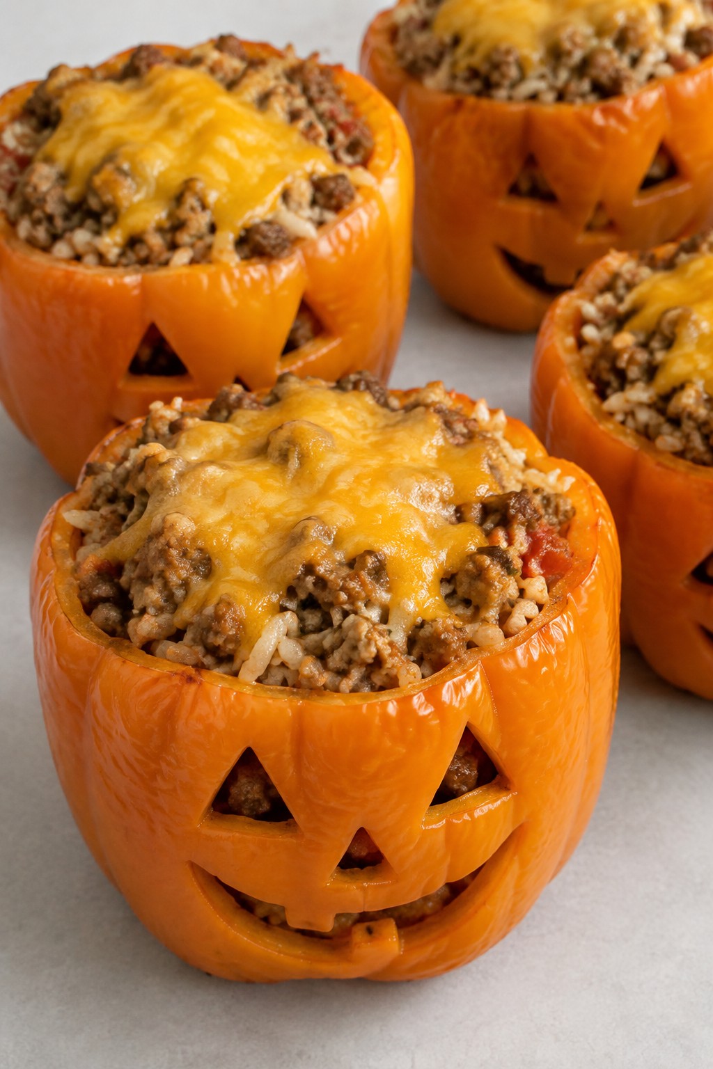 Jack-o'-Lantern Stuffed Bell Peppers